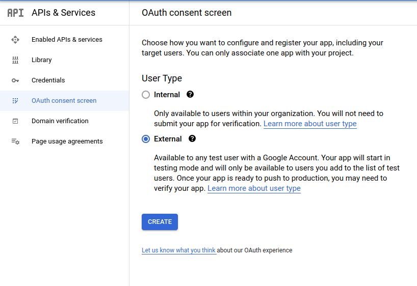 Cloud console oauth consent